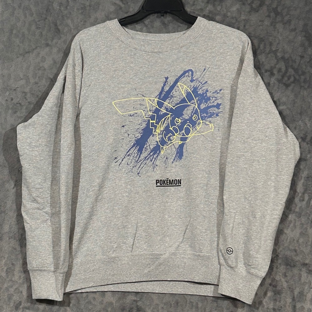 Uniqlo UT Pokemon Meguru Yamaguchi Pikachu Sweatshirt Mens XL Gray Splatter Art
